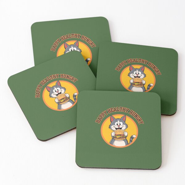 Item preview, Happy healthy hungry cat and hamburger designed and sold by Shedronpanda.