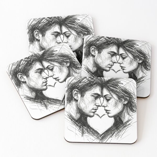 Item preview, Raw Emotion Couple Sketch - Dark Academia Valentine Art designed and sold by devilfronty.