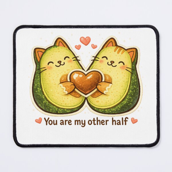 Item preview, You Are My Other Half – Cute Avocado Cats Love Illustration designed and sold by Lacritsa .