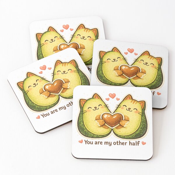 Item preview, You Are My Other Half – Cute Avocado Cats Love Illustration designed and sold by Lacritsa .