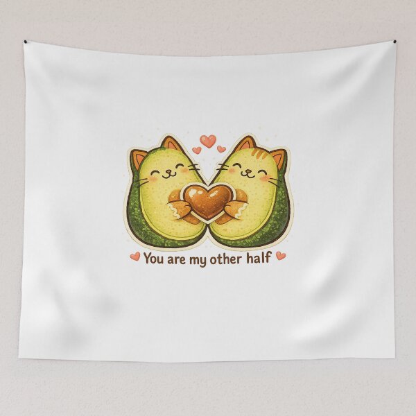 Item preview, You Are My Other Half – Cute Avocado Cats Love Illustration designed and sold by Lacritsa .