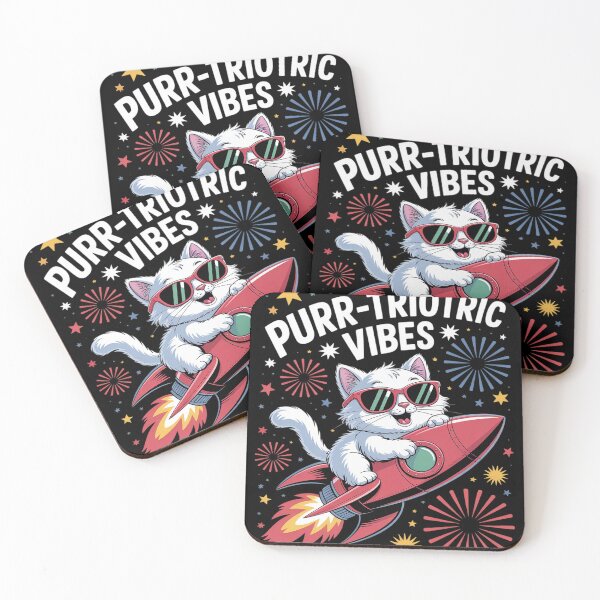 Item preview, Purr-triotic Vibes Cat Rocket 4th of July Fireworks Fun designed and sold by FluoroWave.