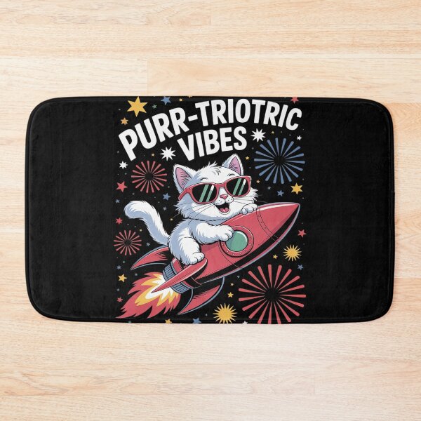 Item preview, Purr-triotic Vibes Cat Rocket 4th of July Fireworks Fun designed and sold by FluoroWave.