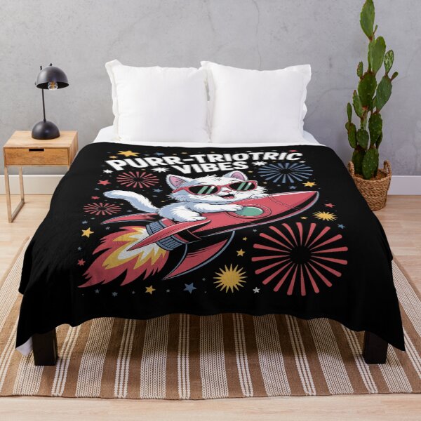 Item preview, Purr-triotic Vibes Cat Rocket 4th of July Fireworks Fun designed and sold by FluoroWave.