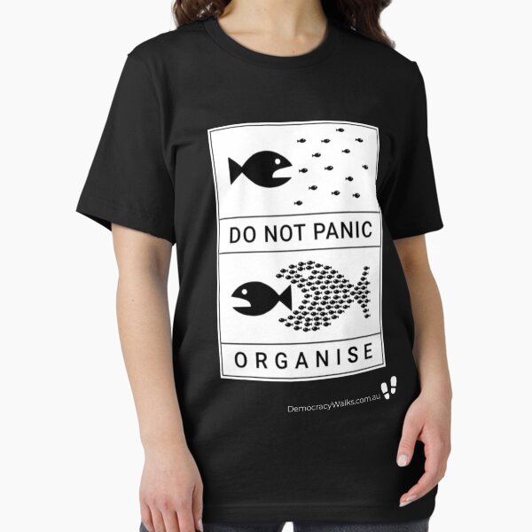 Don't panic. Organise (White on Black) Essential T-Shirt