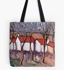 RED ROOFS AND BLOSSOM TREES Tote Bag