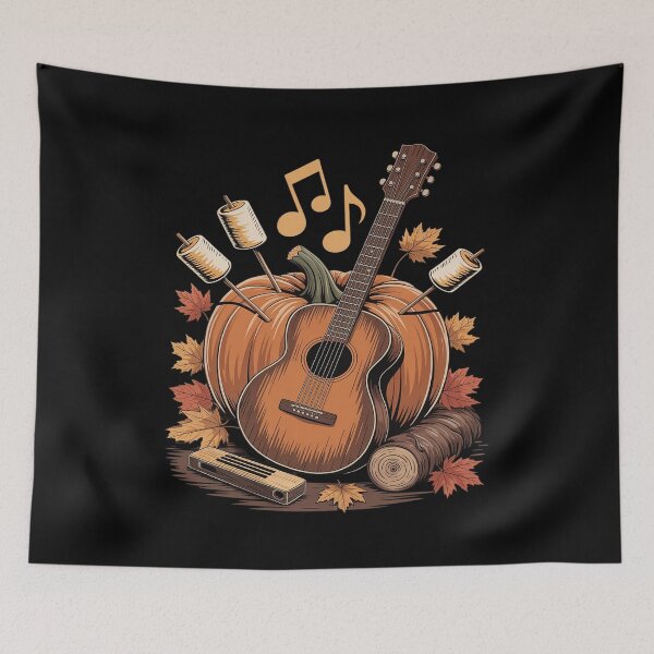 Item preview, Pumpkin Music Vibes – Autumn Carving With Guitar Notes designed and sold by FluoroWave.