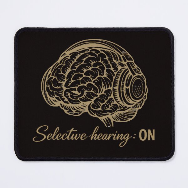 Item preview, Selective Hearing: ON – Minimalist Brain Art | Sarcastic Line Art designed and sold by FrameFlow.