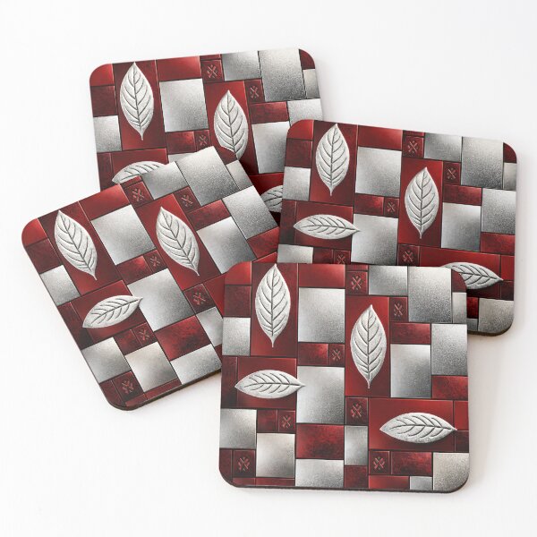 Item preview, Scarlet Silver Leaf Mosaic designed and sold by Kaleidoscope Print.