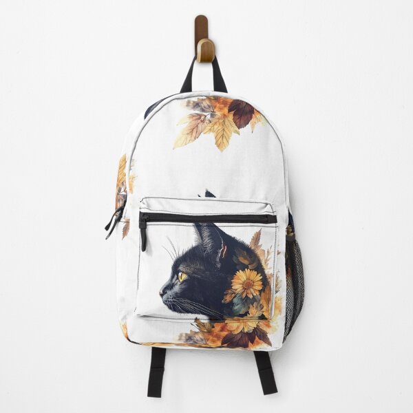 Item preview, Black Cat with Sunflowers - Witchy Autumn Floral Portrait designed and sold by Flora & Myth Studio.