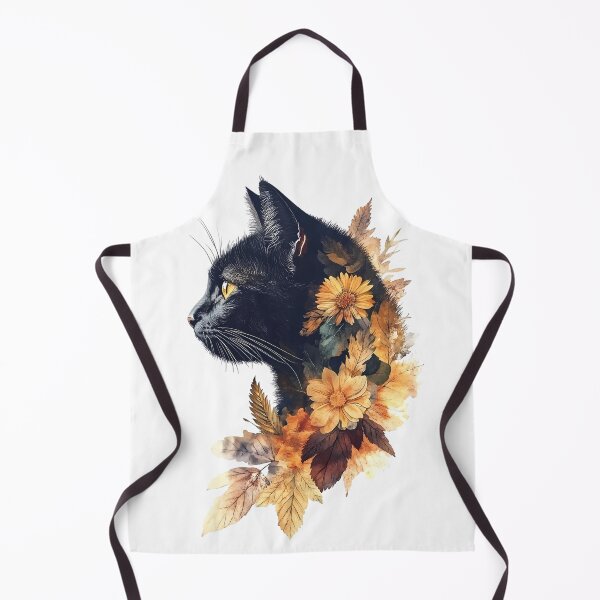 Item preview, Black Cat with Sunflowers - Witchy Autumn Floral Portrait designed and sold by Flora & Myth Studio.