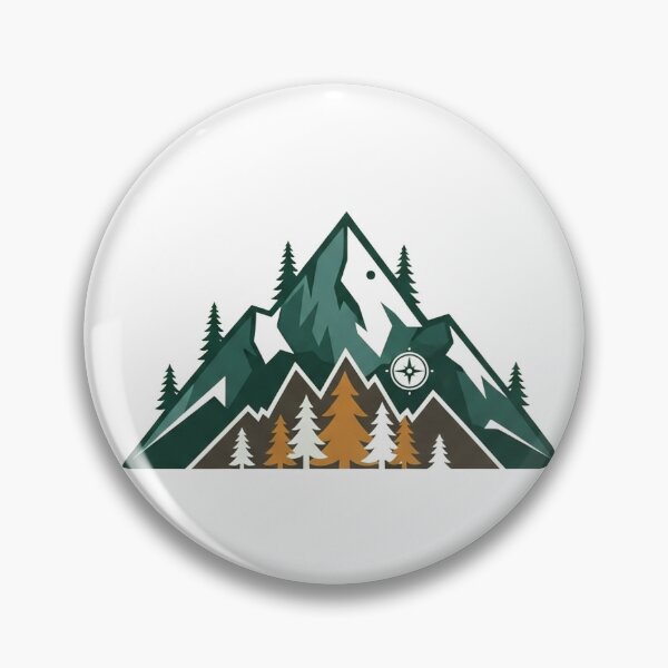 Item preview, Illustration of a compass embedded within a mountain landscape design designed and sold by VerizalShop.