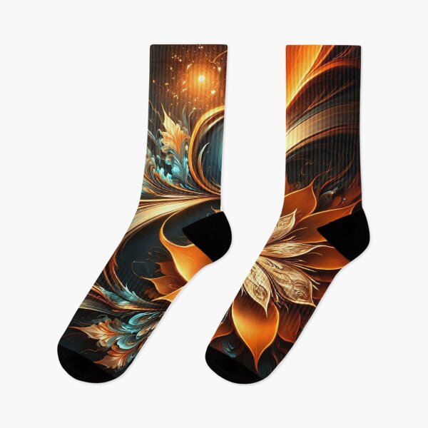 Item preview, Golden Ember Floral Swirl designed and sold by Kaleidoscope Print.