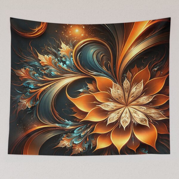 Item preview, Golden Ember Floral Swirl designed and sold by Kaleidoscope Print.
