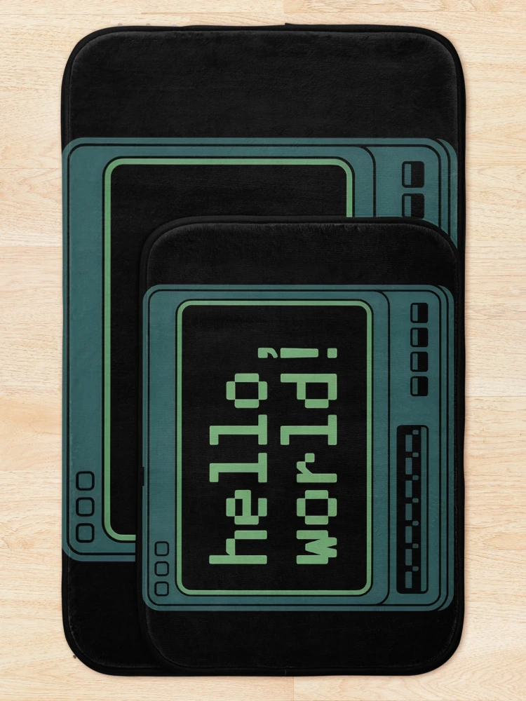 Thumbnail 5 of 6, Bath Mat, Hello World First Program Programmer Coder Developer Gift designed and sold by StackOverfit.