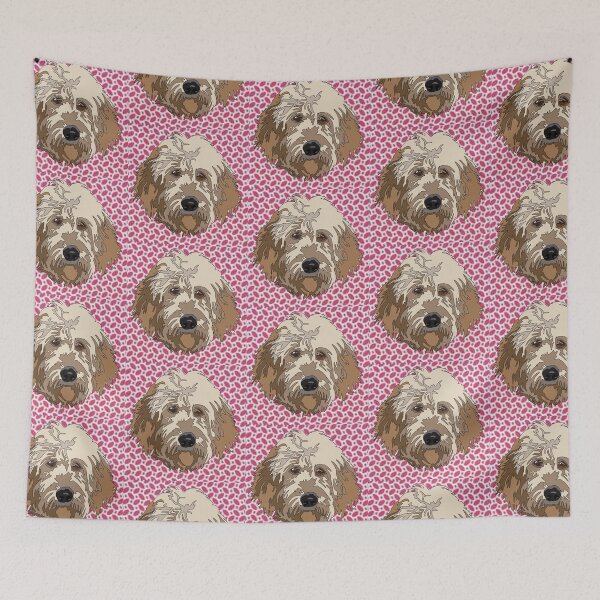 Artikelvorschau, Goldendoodle-Valentinstagsmuster entworfen und verkauft von LeahcarsArt.