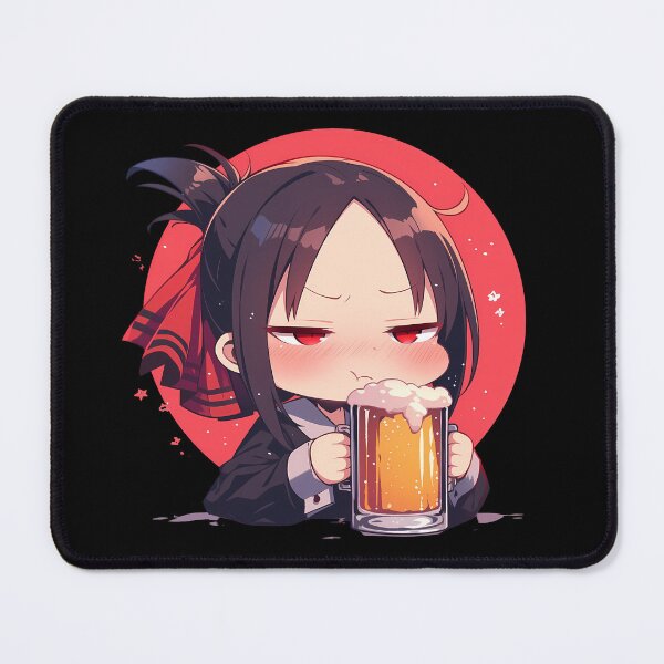 Item preview, Kaguya Shinomiya Anime Girl Chibi Kawaii Beer Drunk Cute Red Moody Calm designed and sold by riadjamai.