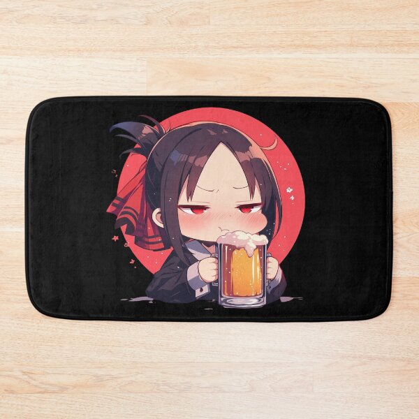 Item preview, Kaguya Shinomiya Anime Girl Chibi Kawaii Beer Drunk Cute Red Moody Calm designed and sold by riadjamai.