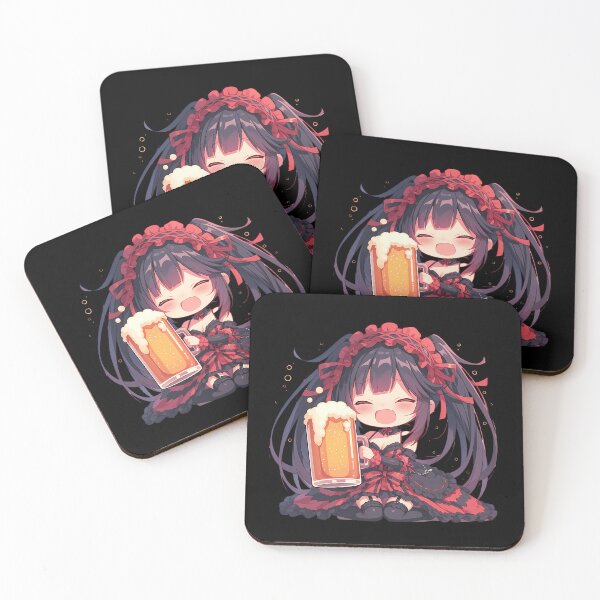Item preview, Date Kurumi Tokisaki Anime Girl Chibi Kawaii Beer Drunk Cute Gothic Red Playful designed and sold by riadjamai.