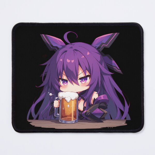 Item preview, Date Tohka Yatogami Anime Girl Chibi Kawaii Beer Drunk Cute Purple Serious Fun designed and sold by riadjamai.