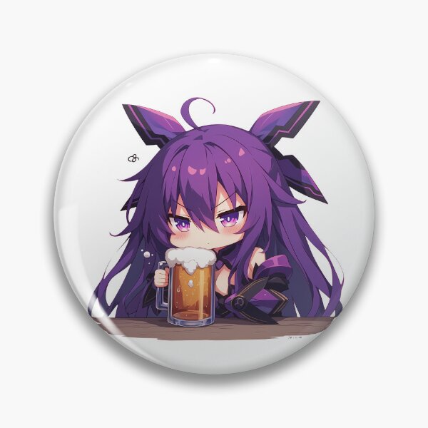 Item preview, Date Tohka Yatogami Anime Girl Chibi Kawaii Beer Drunk Cute Purple Serious Fun designed and sold by riadjamai.
