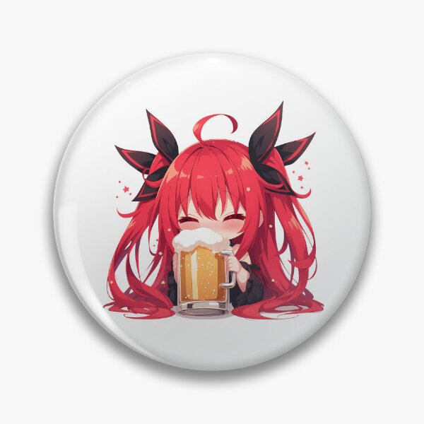 Item preview, Date Kotori Itsuka Anime Girl Chibi Kawaii Beer Drunk Cute Red Black Cheerful designed and sold by riadjamai.