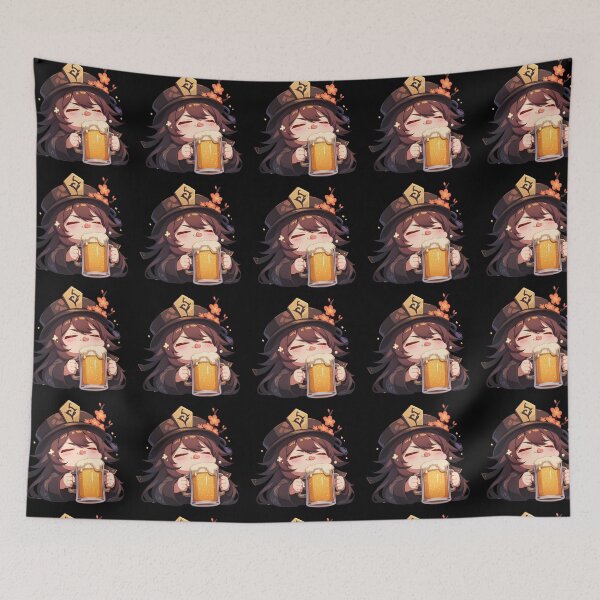 Item preview, Hu Tao Genshin Impact Game Chibi Kawaii Beer Drunk Anime Girl Fun Tavern designed and sold by riadjamai.