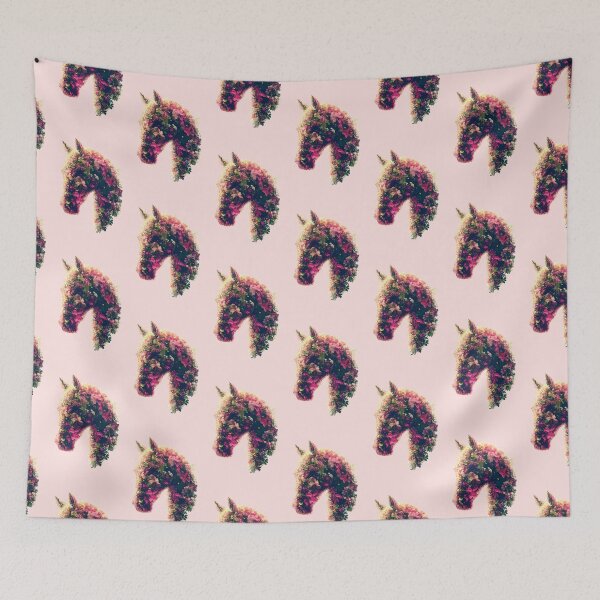 Item preview, Spring Bloom Horse - Pink Floral Silhouette Art designed and sold by Flora & Myth Studio.