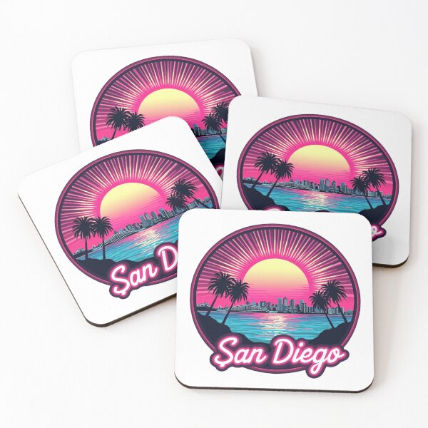Item preview, San Diego Synthwave Retro 80s Neon Sunset Art designed and sold by Innova_Creations.