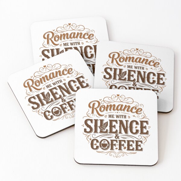 Item preview, Romance Me With Silence & Coffee. Aesthetic Coffee Lover Quote Typography Design designed and sold by Aarvya Fashion Club ( A.F.C ).