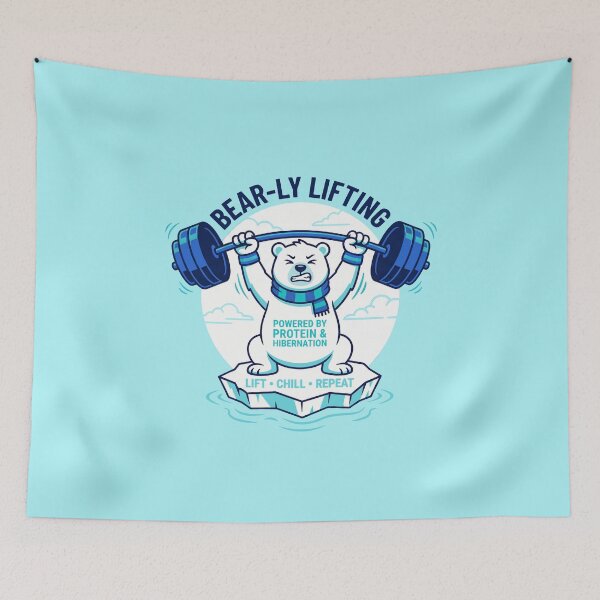 Item preview, Bear-ly Lifting Funny Polar Bear Gym designed and sold by AdyKurniawan.