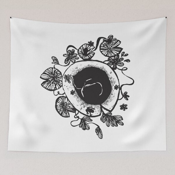 Item preview, black cat napping on a lilypad designed and sold by gigiandme-art.