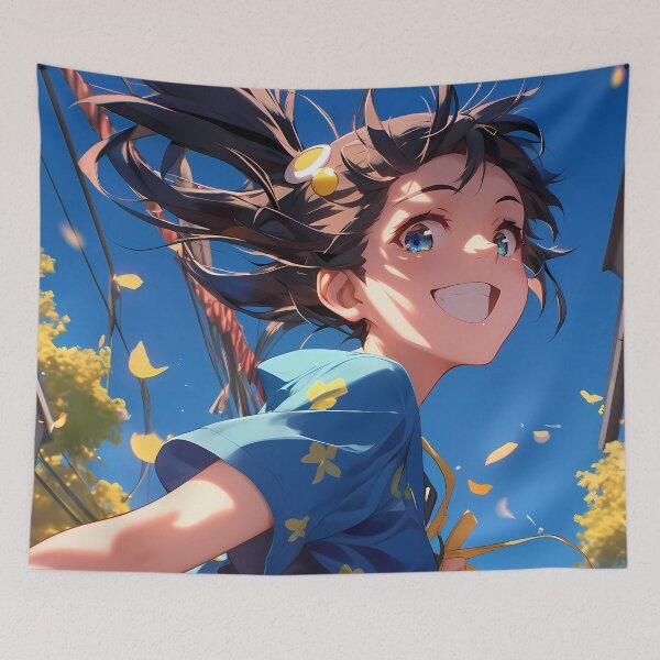 Item preview, Tsukihi Araragi Bakemonogatari Anime Girl Waifu Bright Leaves Joyful Street designed and sold by Tokyonomad.