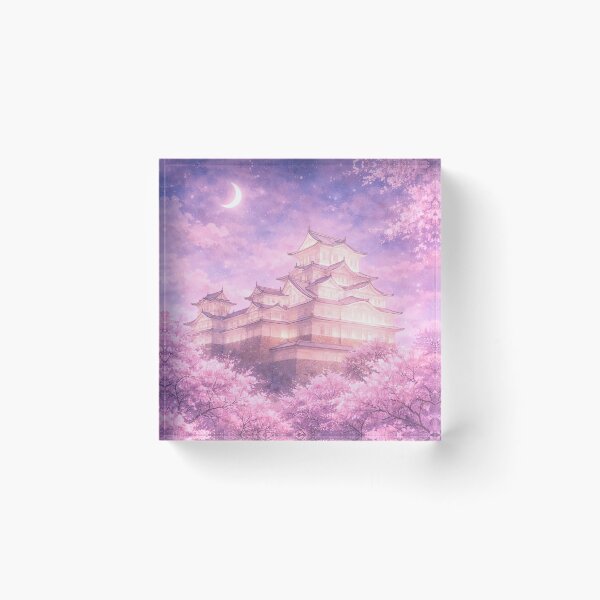 Item preview, Himeji Castle Night Sakura - Dreamy Pink Japan World Heritage Art designed and sold by SakuraWaStyle.