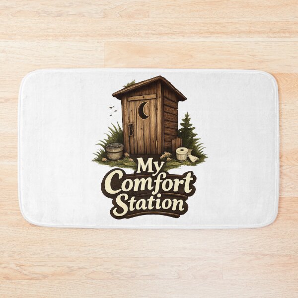 Item preview, My Comfort Station – Rustic Outhouse Humor Illustration designed and sold by CompassLake.