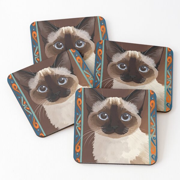 Item preview, Digital painting of a Siamese cat in a border designed and sold by Masha_D.
