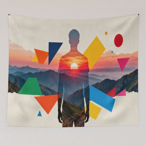 Item preview, Inner Landscape – Silhouette with Mountain Scene and Geometric Shapes designed and sold by Cristhian Almanza.