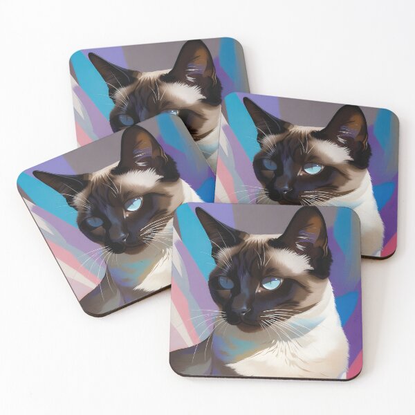 Item preview, Siamese cat on a colorful background | Semi-Realistic Digital Painting designed and sold by Masha_D.