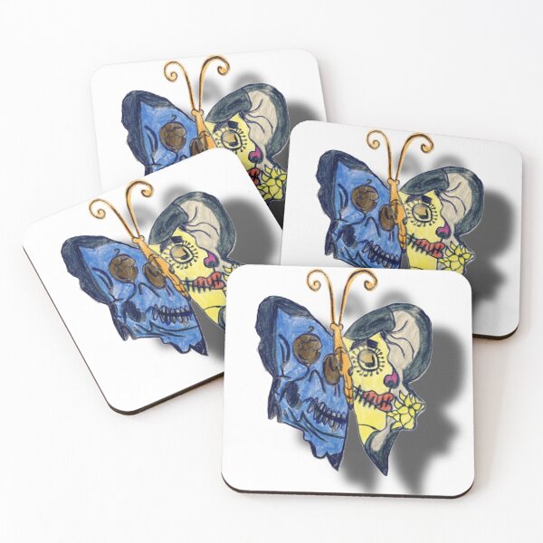 Item preview, • The Dual Nature of Life and Death Butterfly • Vibrant Sugar Skull and Blue Skull Butterfly Art • Metamorphosis of Mortality Gothic Butterfly Illustration designed and sold by BySaroo.