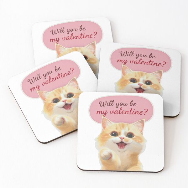 Item preview, Valentine Cat Quote will You Be My Valentine designed and sold by PluffyPanda.