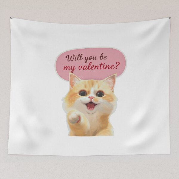 Item preview, Valentine Cat Quote will You Be My Valentine designed and sold by PluffyPanda.