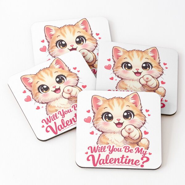 Item preview, Will You Be My Valentine Funny Cat Quote designed and sold by PluffyPanda.