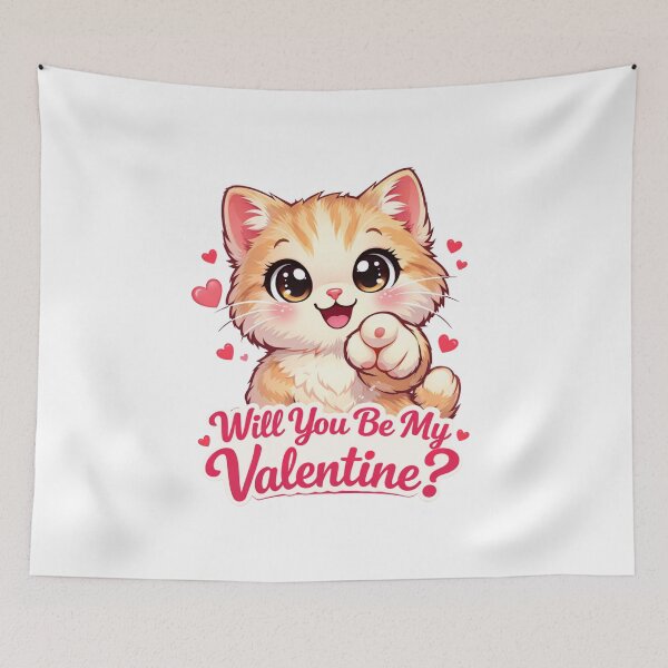 Item preview, Will You Be My Valentine Funny Cat Quote designed and sold by PluffyPanda.