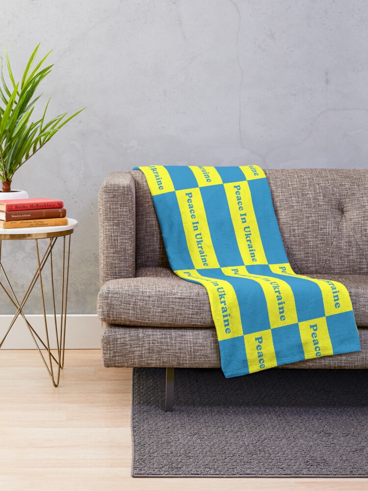 Thumbnail 2 of 6, Throw Blanket, Peace In Ukraine designed and sold by Normbot2000.