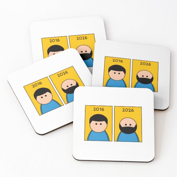 Item preview, 10 Year Challenge Aging Humor — Funny Balding and Beard Growth Cartoon Illustration designed and sold by Colorful-Garden.