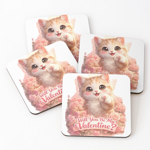 Item preview, Cute Smiling Cat Will You Be My Valentine designed and sold by PluffyPanda.