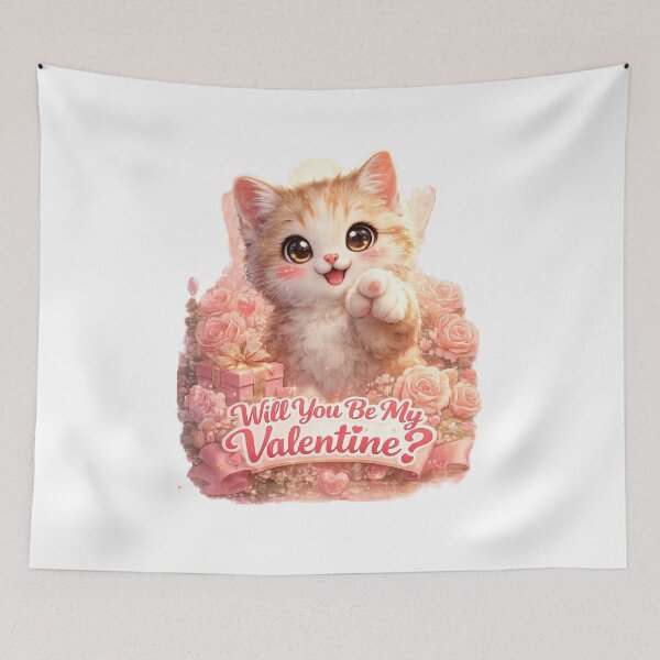 Item preview, Cute Smiling Cat Will You Be My Valentine designed and sold by PluffyPanda.