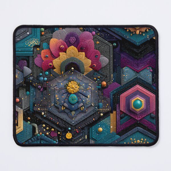 Item preview, Cyberpunk Hexagonal Floral Tile Pattern | Intricate Textured Geometric Art designed and sold by MetroEnvision.