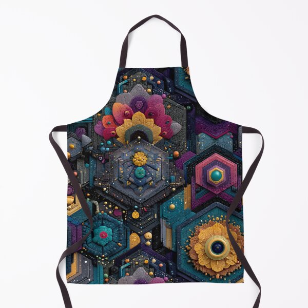 Item preview, Cyberpunk Hexagonal Floral Tile Pattern | Intricate Textured Geometric Art designed and sold by MetroEnvision.