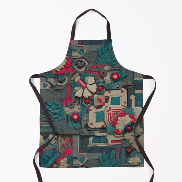 Item preview, Cyberpunk Floral Relief Pattern | Textured Sci-Fi Industrial Tile Art designed and sold by MetroEnvision.